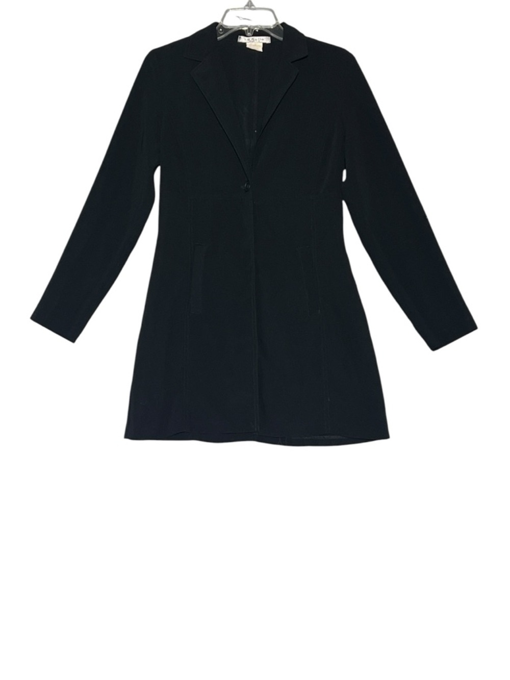 LA BELLE Vintage Longline One Button Blazer Jacket Black Minimalist Women’s 9 - Picture 11 of 11